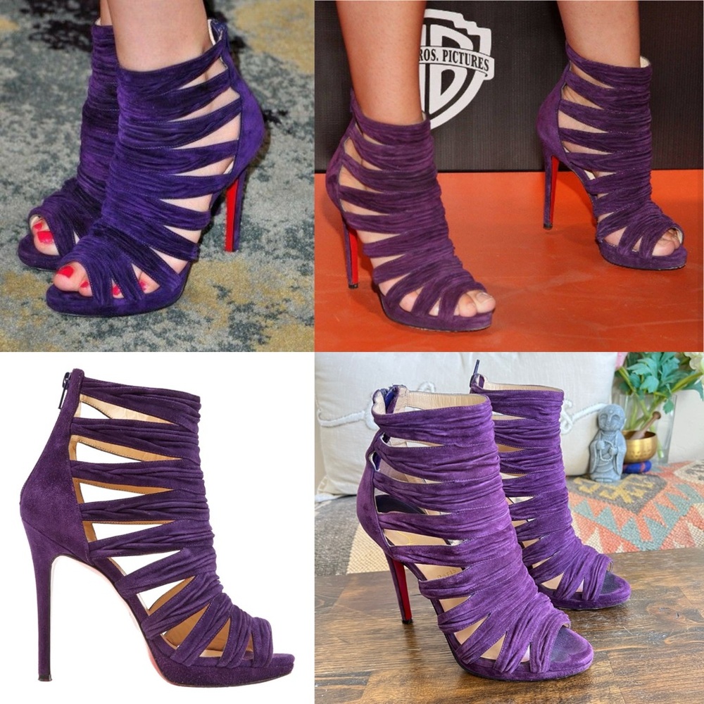 Christian Louboutin $1,500 Celebrity Fav Tinazata Structured Purple Sued Heel 39